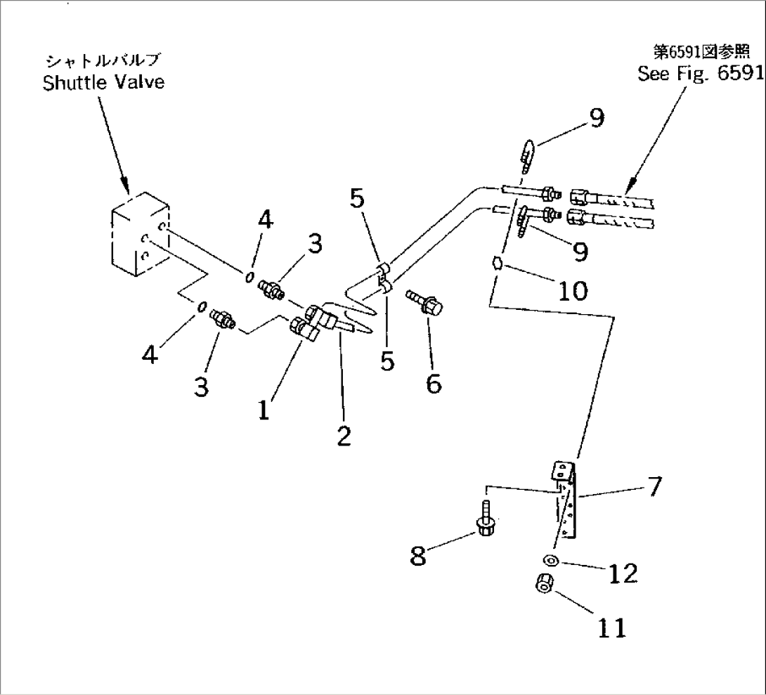 HYDRAULIC PIPING (REMOTE BUCKET POSITIONER SYSTEM LINE) (2/3) (PPC VALVE TO SHUTTLE VALVE) (2/2)(#50001-)