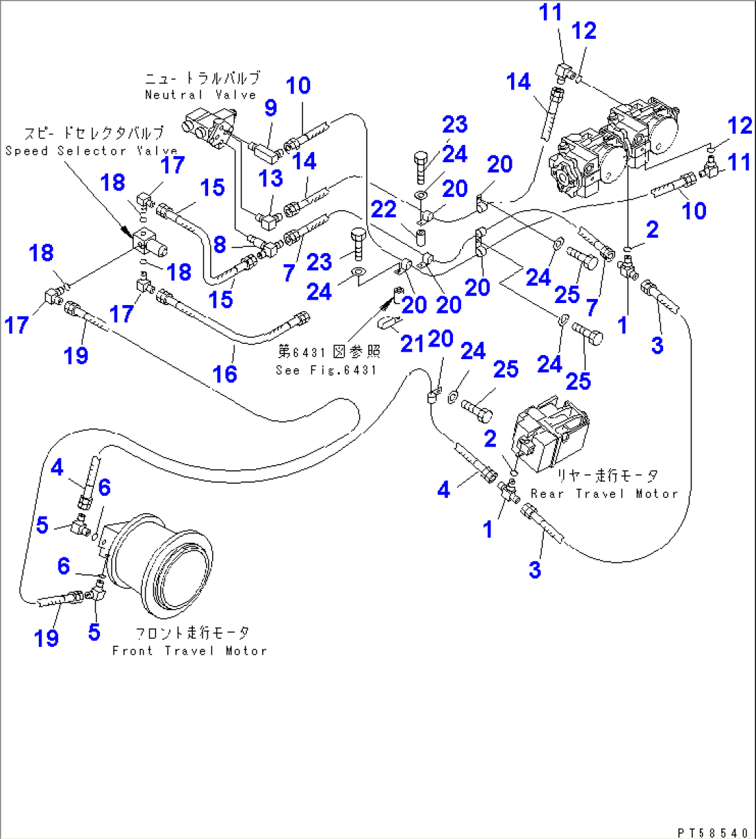 HYDRAULIC PIPING (TRAVEL CONTROL VALVE LINE)