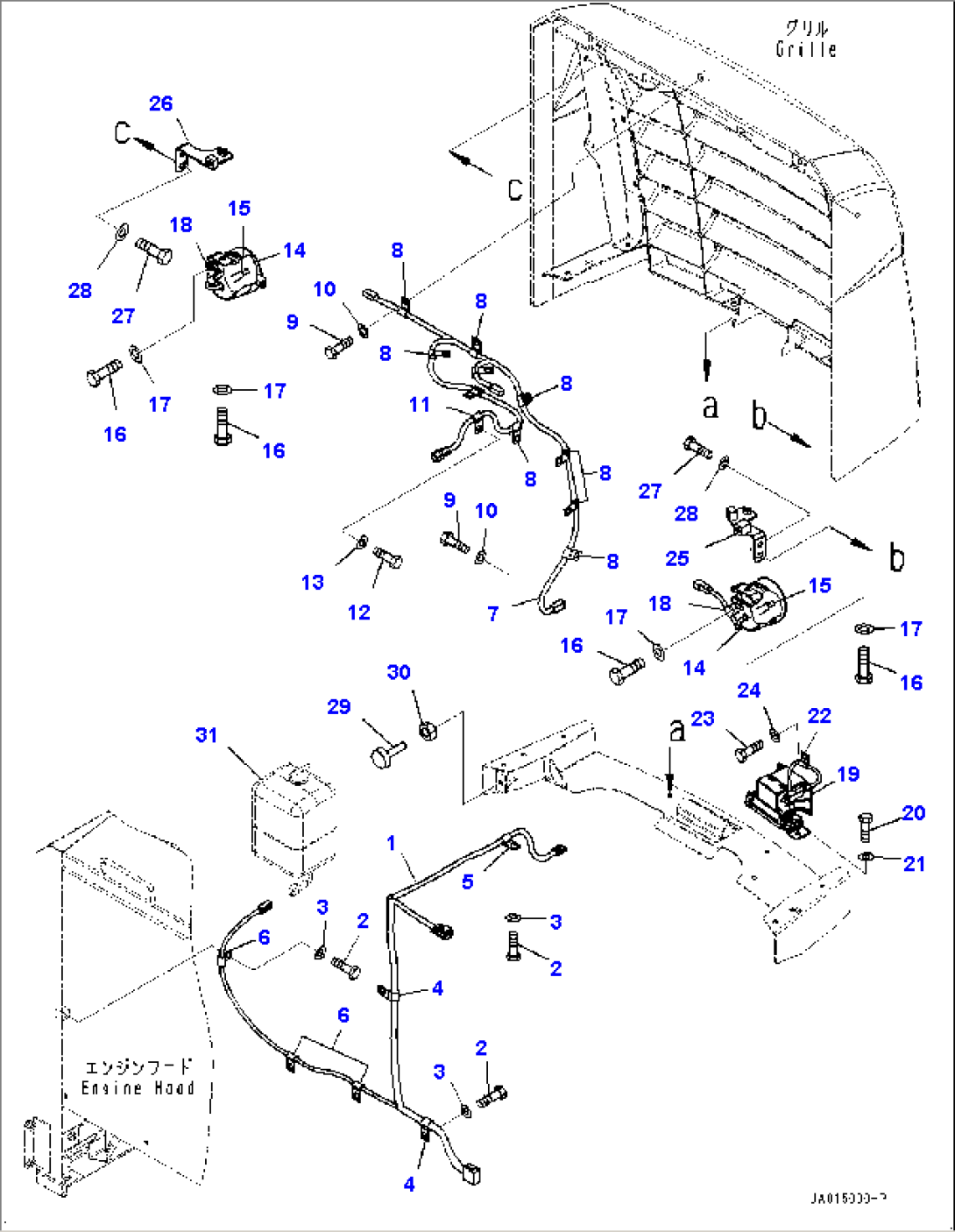 Engine Hood, Wiring Harness (#80001-)