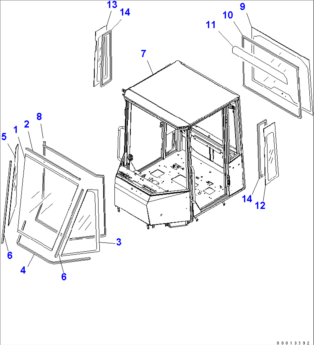 ROPS CAB (BODY AND GLASS) (FOR EXCEPT JAPAN)