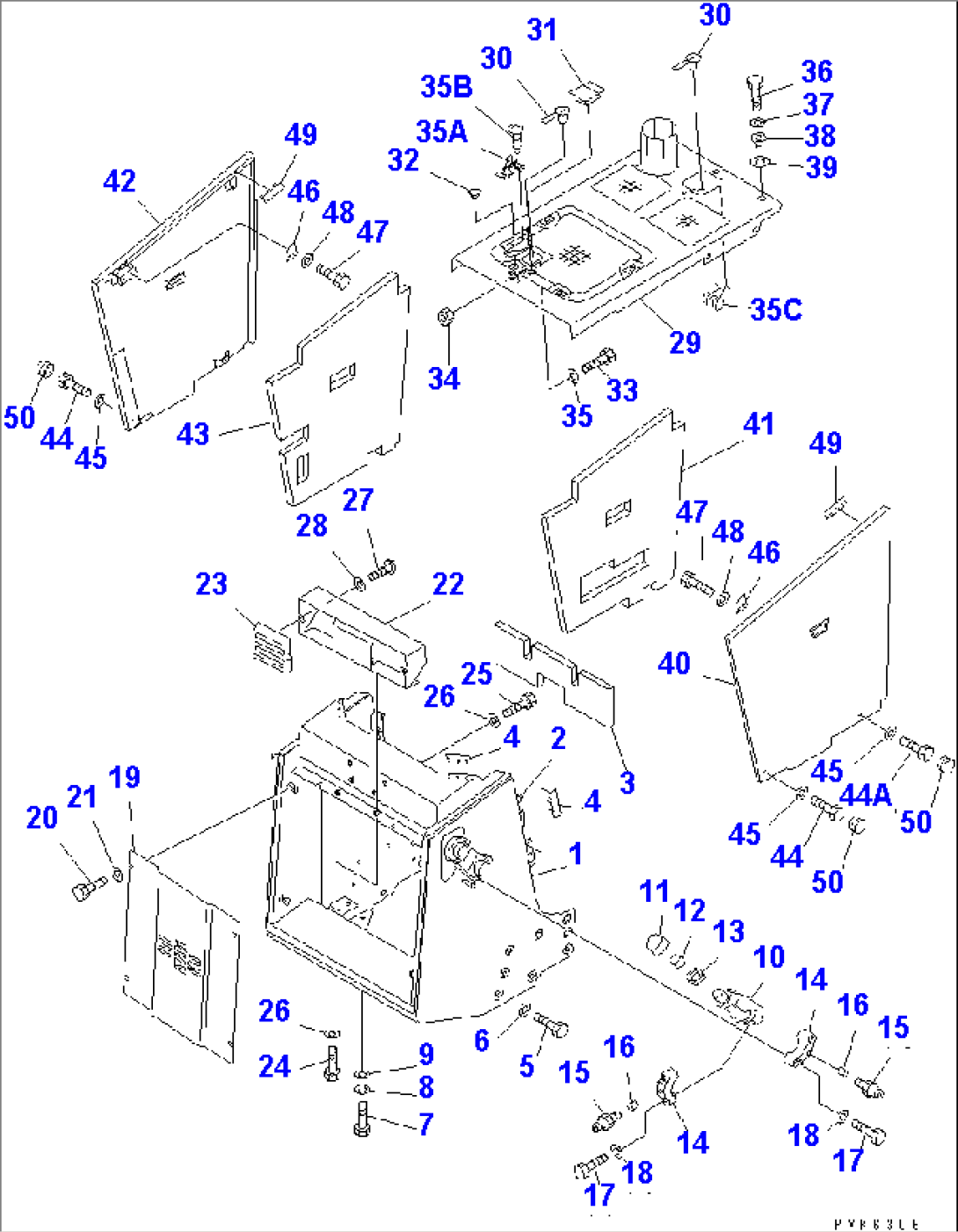 RADIATOR GUARD AND HOOD (FOR ANGLE DOZER)(#42714-)