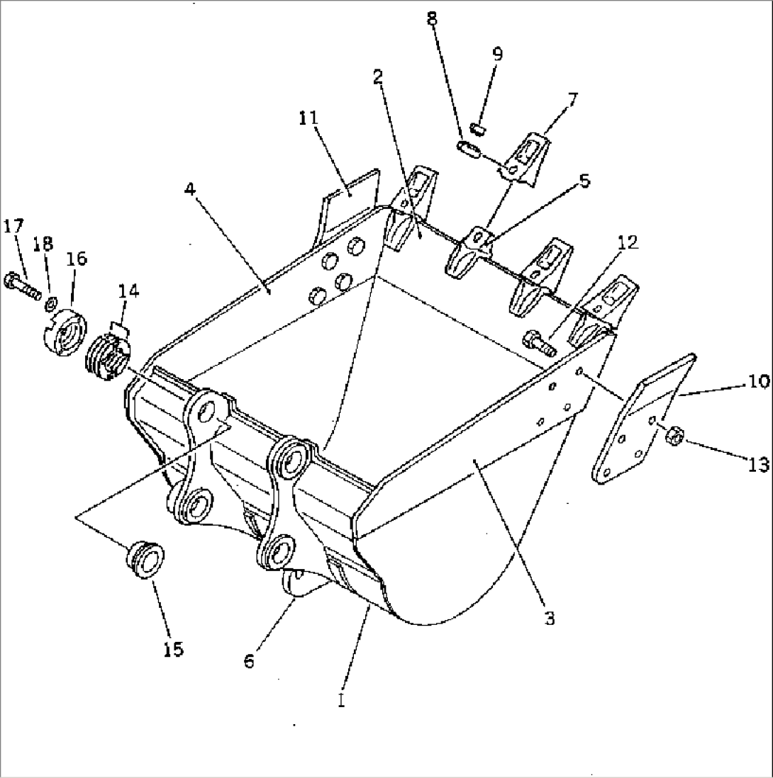 BUCKET¤ 0.9M3¤ WIDTH 1155MM¤ WITH HOOK (EXCEPT JAPAN)(#20489-23163)
