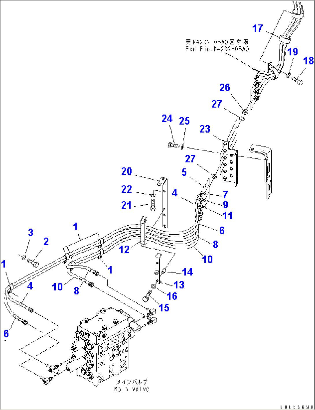 HYDRAULIC PIPING (PPC LINE) (FOR 3-SPOOL VALVE)(#85001-)