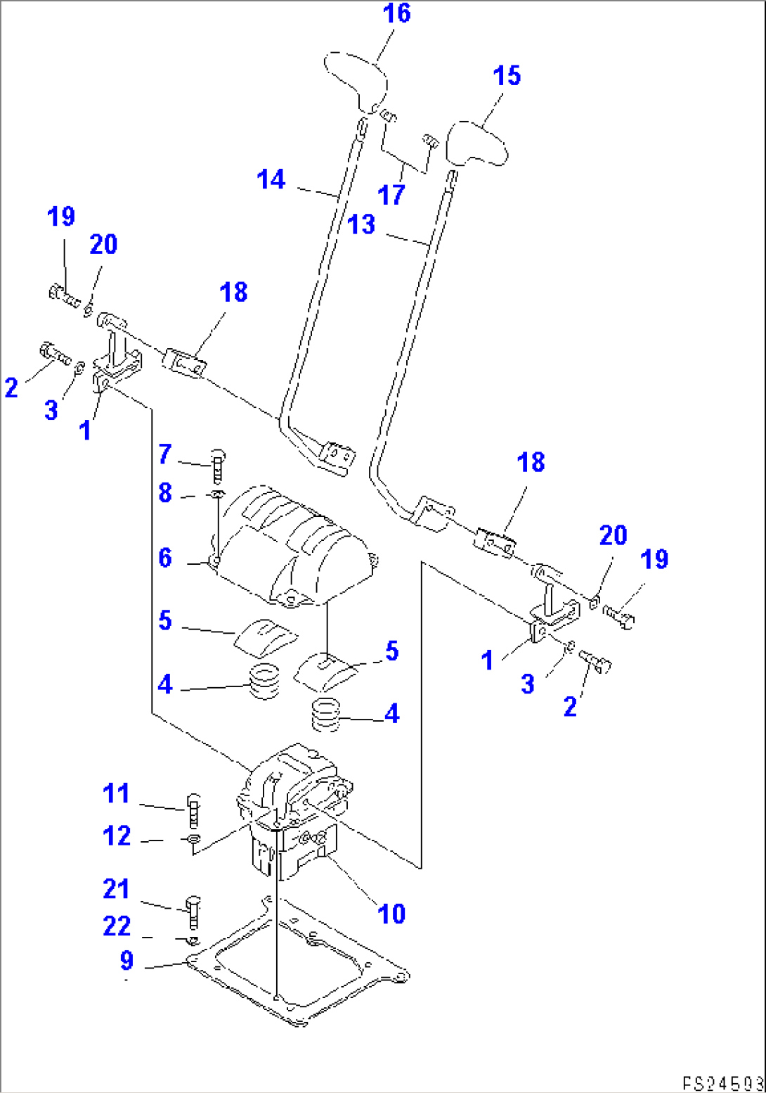 TRAVEL CONTROL LEVER AND LINKAGE(#1002-1100)