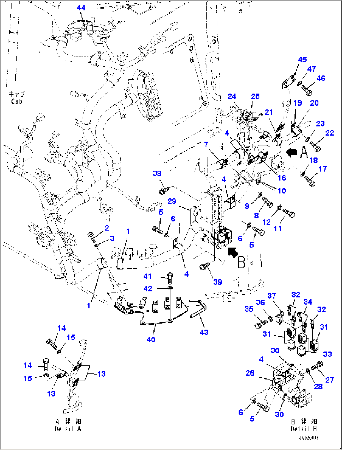 Cab, Dashboard Wiring Harness Mounting (2/2) (#40001-)
