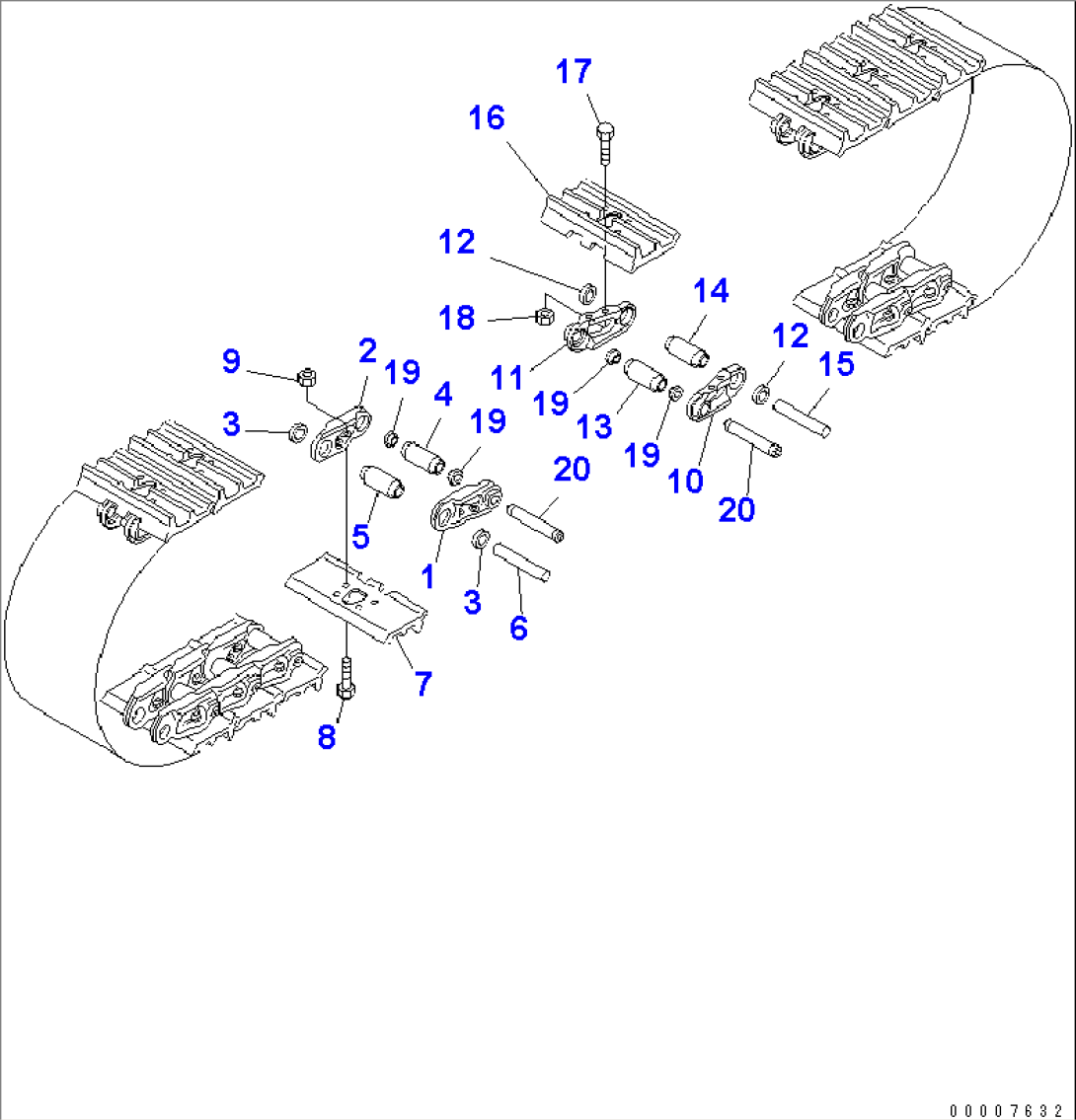 TRACK SHOE (MASTER PIN TYPE) (SEMI-DOUBLE GROUSER WITH HOLE) (400 MM WIDE) (FOR TRIMMING DOZER)(#41001-41048)