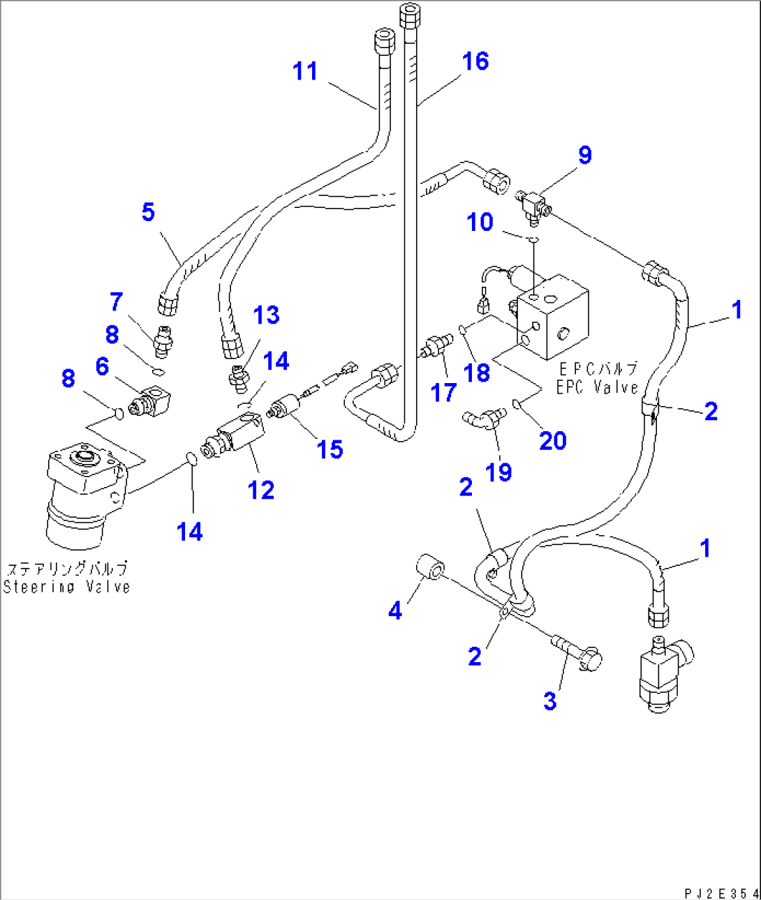 STEERING HYDRAULIC LINE (STEERING VALVE TO EPC VALVE) (WITH ADVANCED JOY STICK STEERING)(#51001-51074)