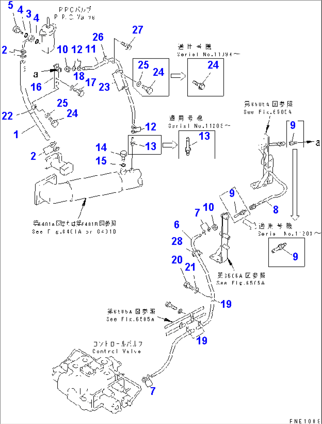 HYDRAULIC PIPING (P.P.C. VALVE TO CONTROL VALVE) (2/2)(#10865-)