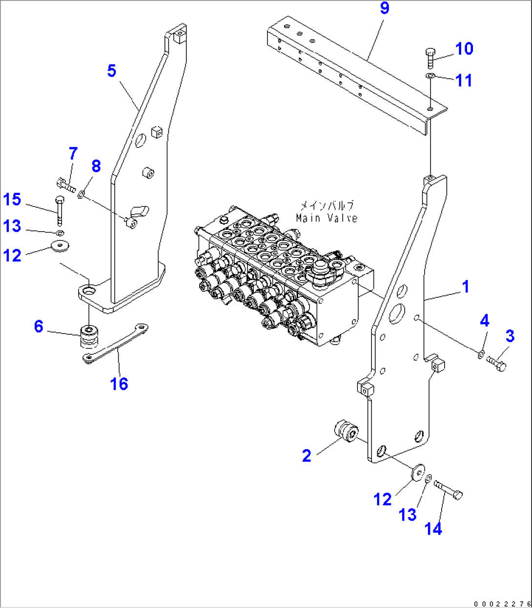 MAIN VALVE AND MOUNTING PARTS (FOR 1-PIECE BOOM)
