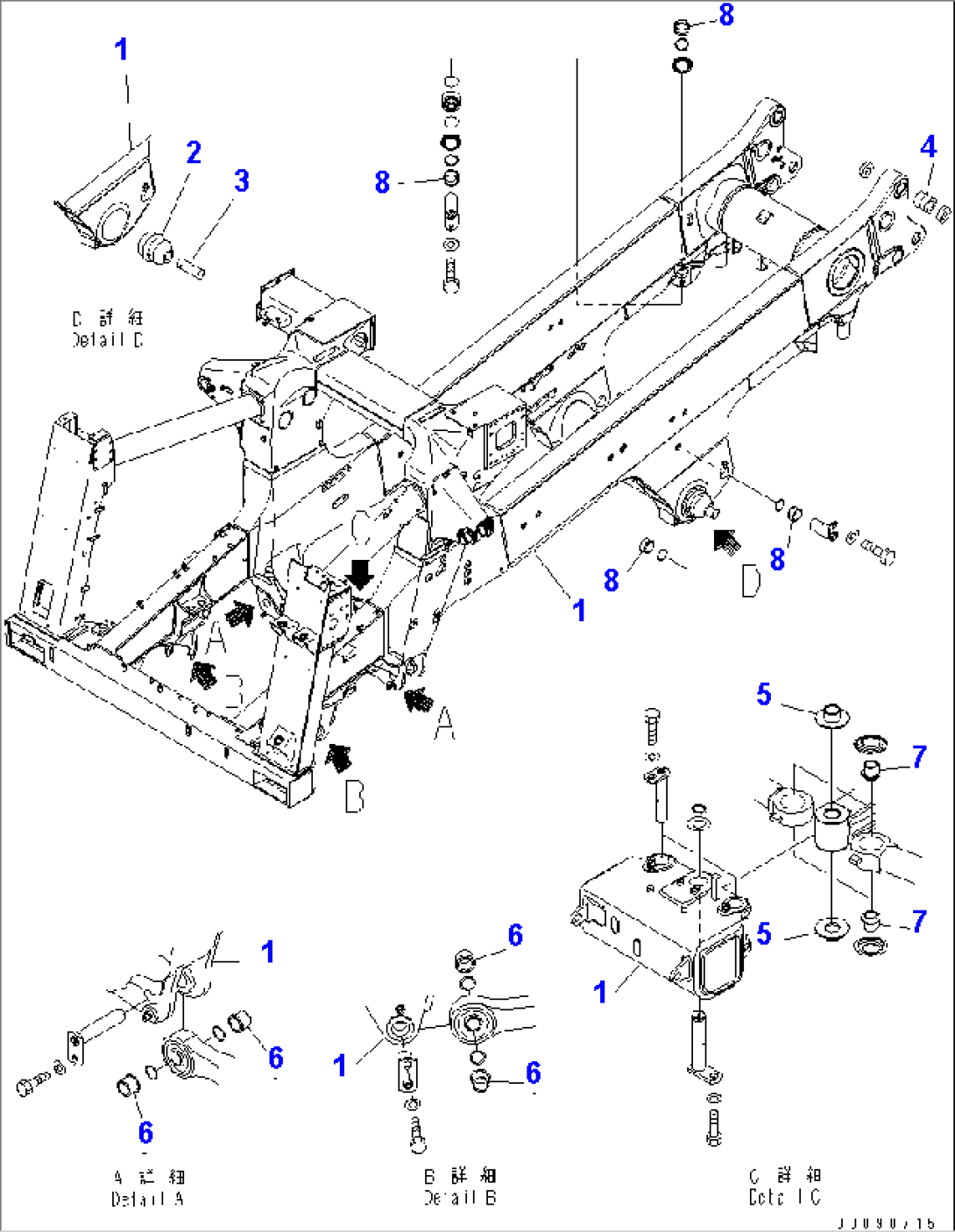 MAIN FRAME (FRAME) (STAIRWAY¤ ASR¤ BATTERY DISCONNECT SWITCH¤ ENGINE SIDE COVER)(#8060-)
