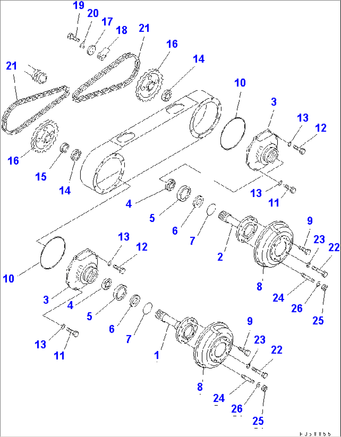 TANDEM DRIVE GEAR AND CHAIN