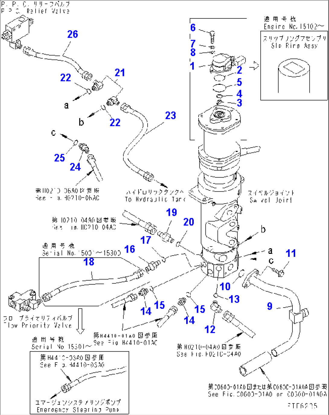 SWIVEL JOINT (ANGLE SENSOR AND HYDRAULIC PIPING)(#15001-15368)