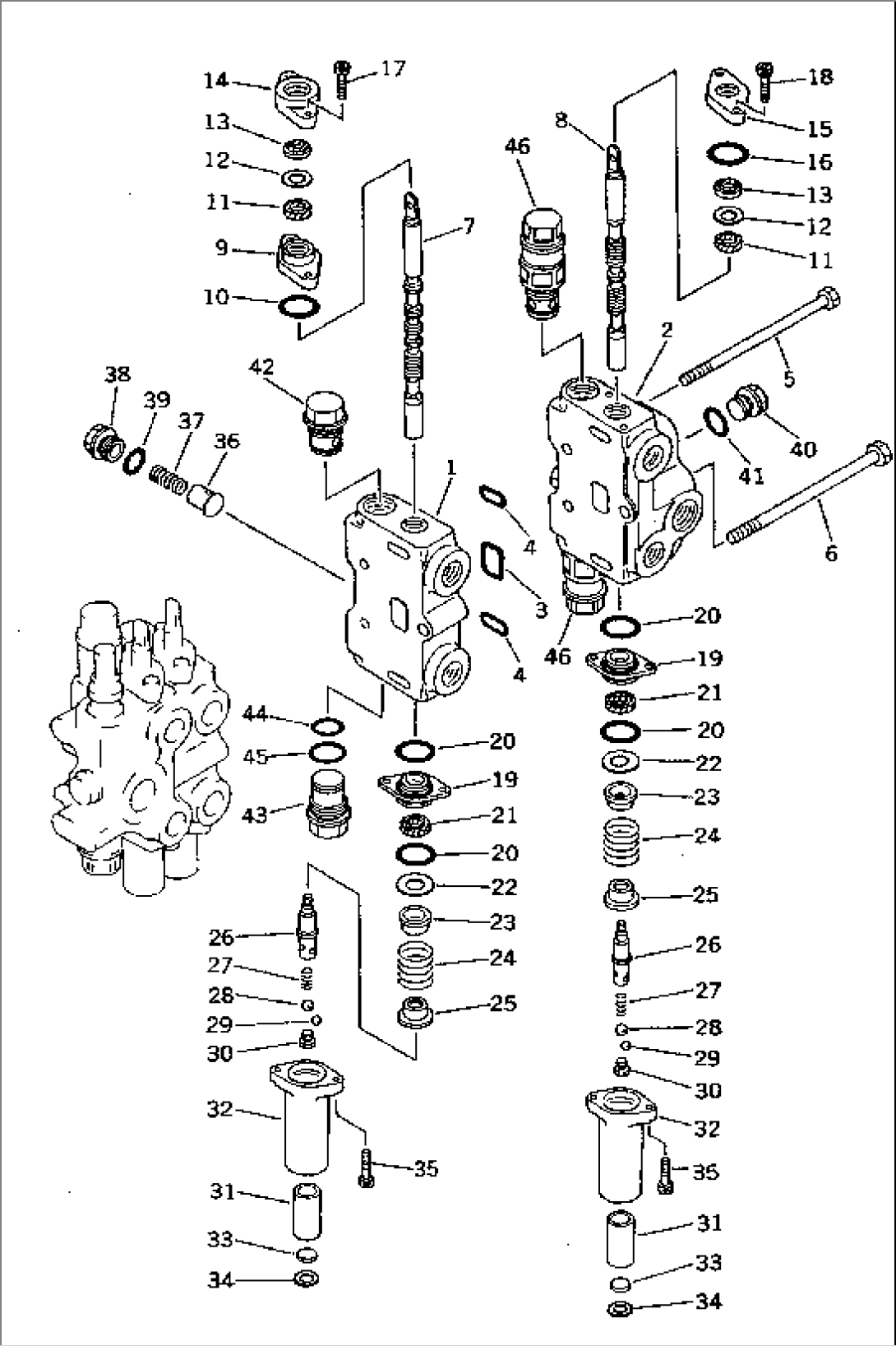 CONTROL VALVE (4-SPOOL) (2/3) (FOR BUCKET POSITIONER)