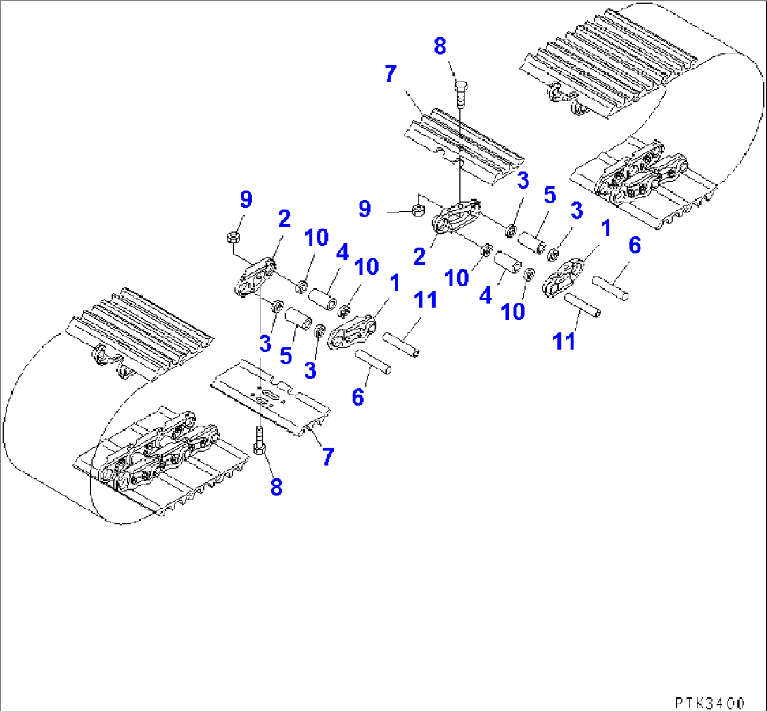 TRACK SHOE (TRIPLE GROUSER WITH HOLE) (700MM WIDE)