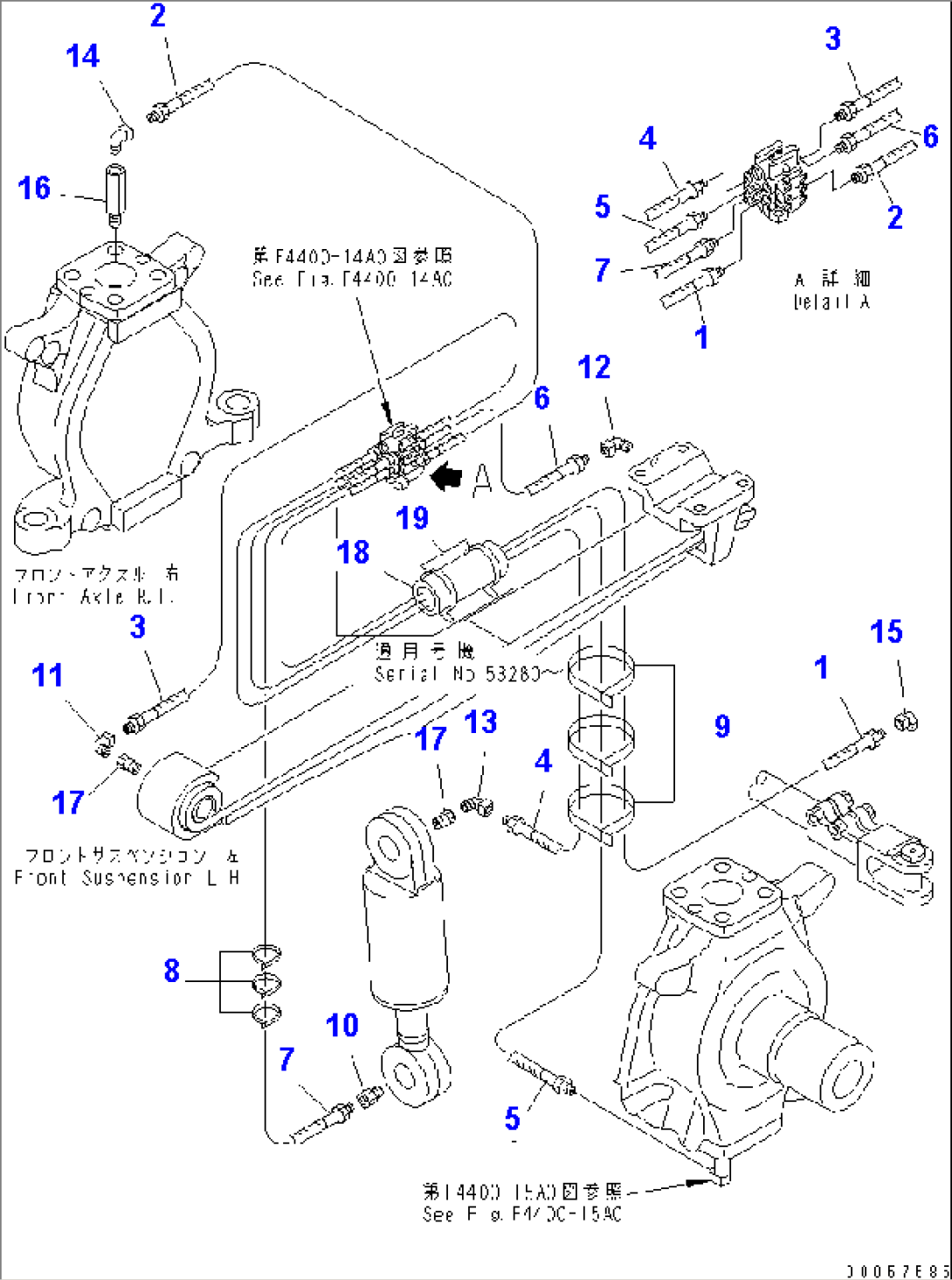 FRONT AXLE HOUSING (GREASE FRONT PIPING¤ L.H.) (2/2)(#53106-)