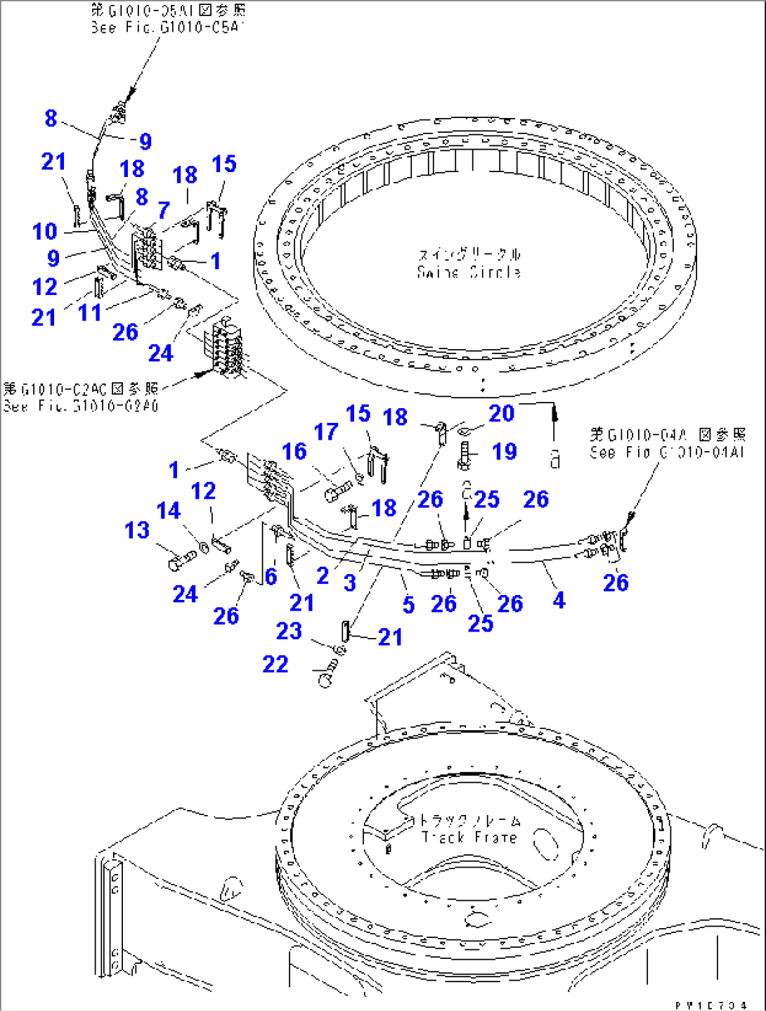AUTO GREASE PIPING (SWING CIRCLE LUBRICATION¤ FRONT)(#10005-)
