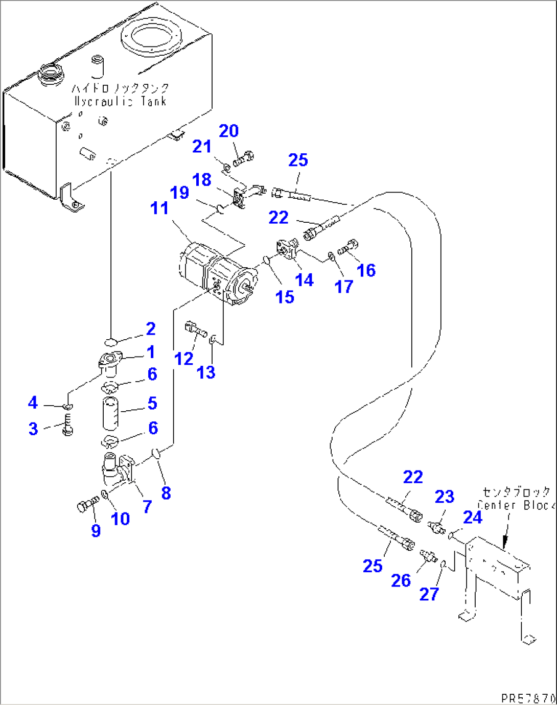 HYDRAULIC PIPING (TANK TO CONTROL VALVE) (1/2)(#1101-)