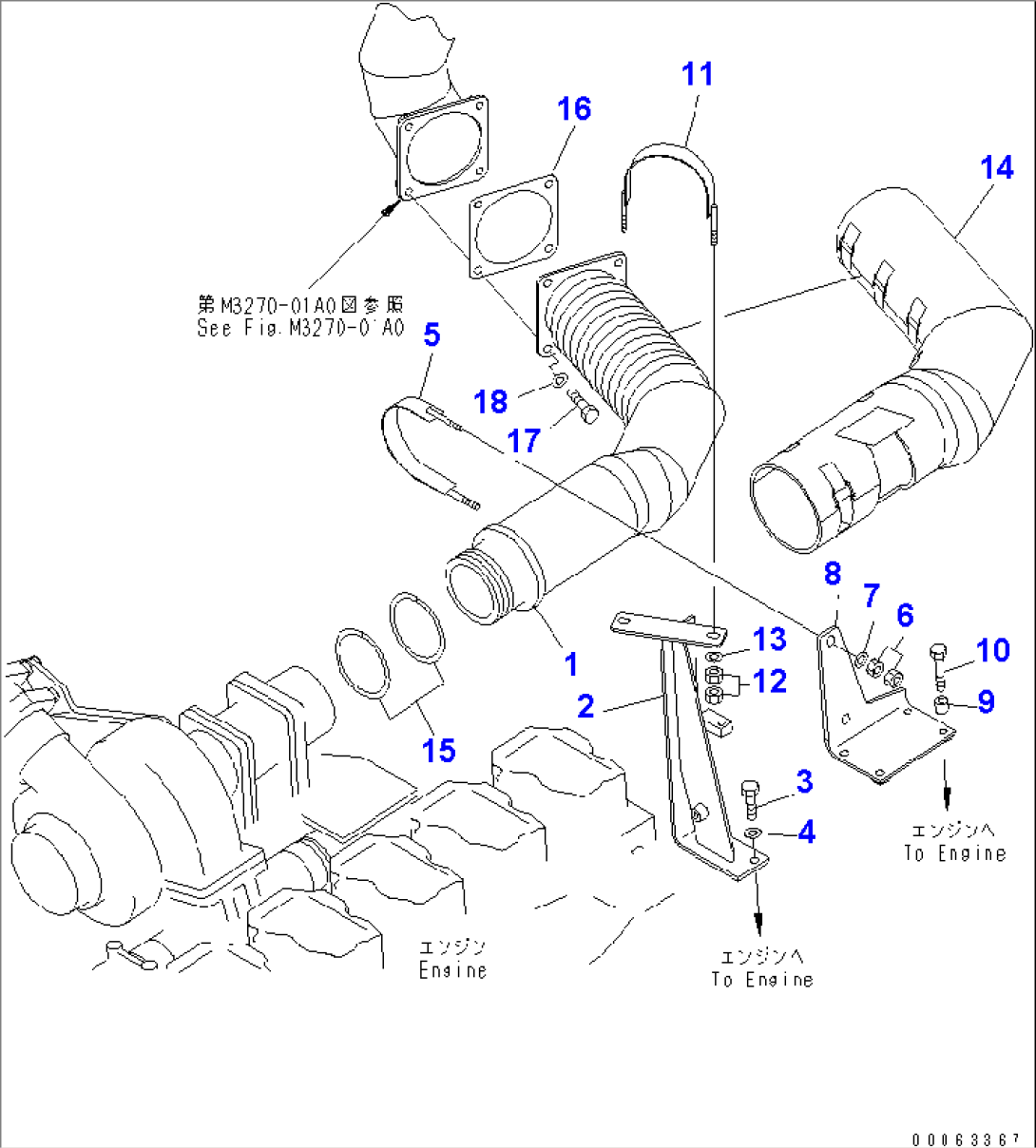ENGINE PIPING (EXHAUST)(#7001-)
