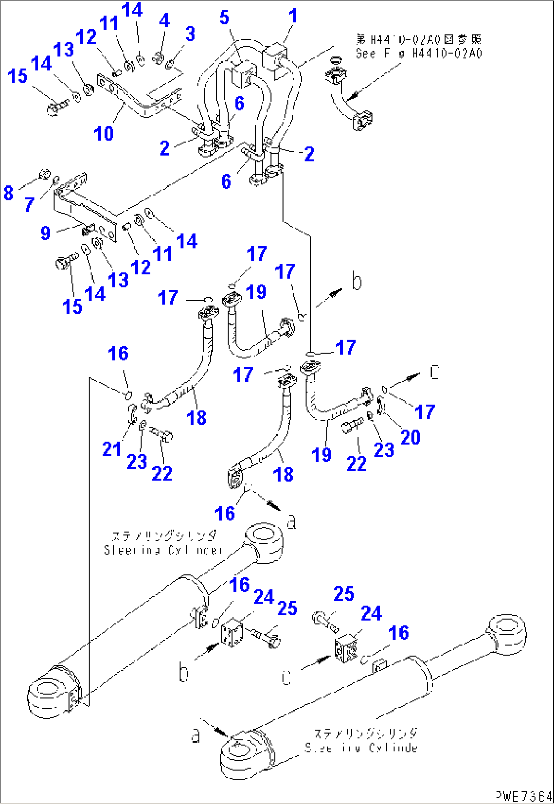 STEERING LINE (STEERING CYLINDER PIPING)(#50001-52405)