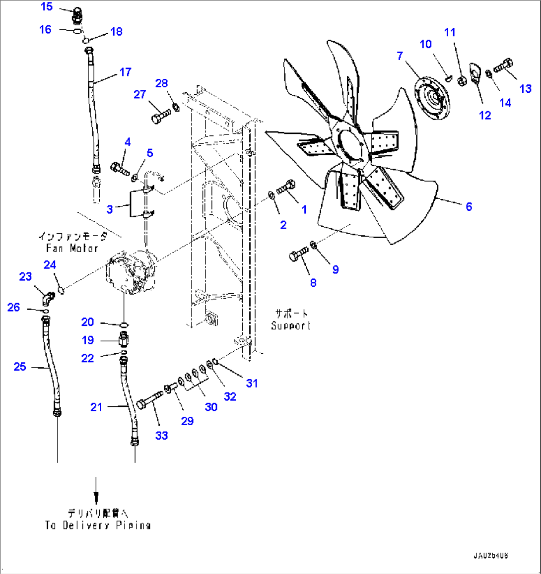 Cooling Fan and Drive, Fan Motor Piping (#12256-)