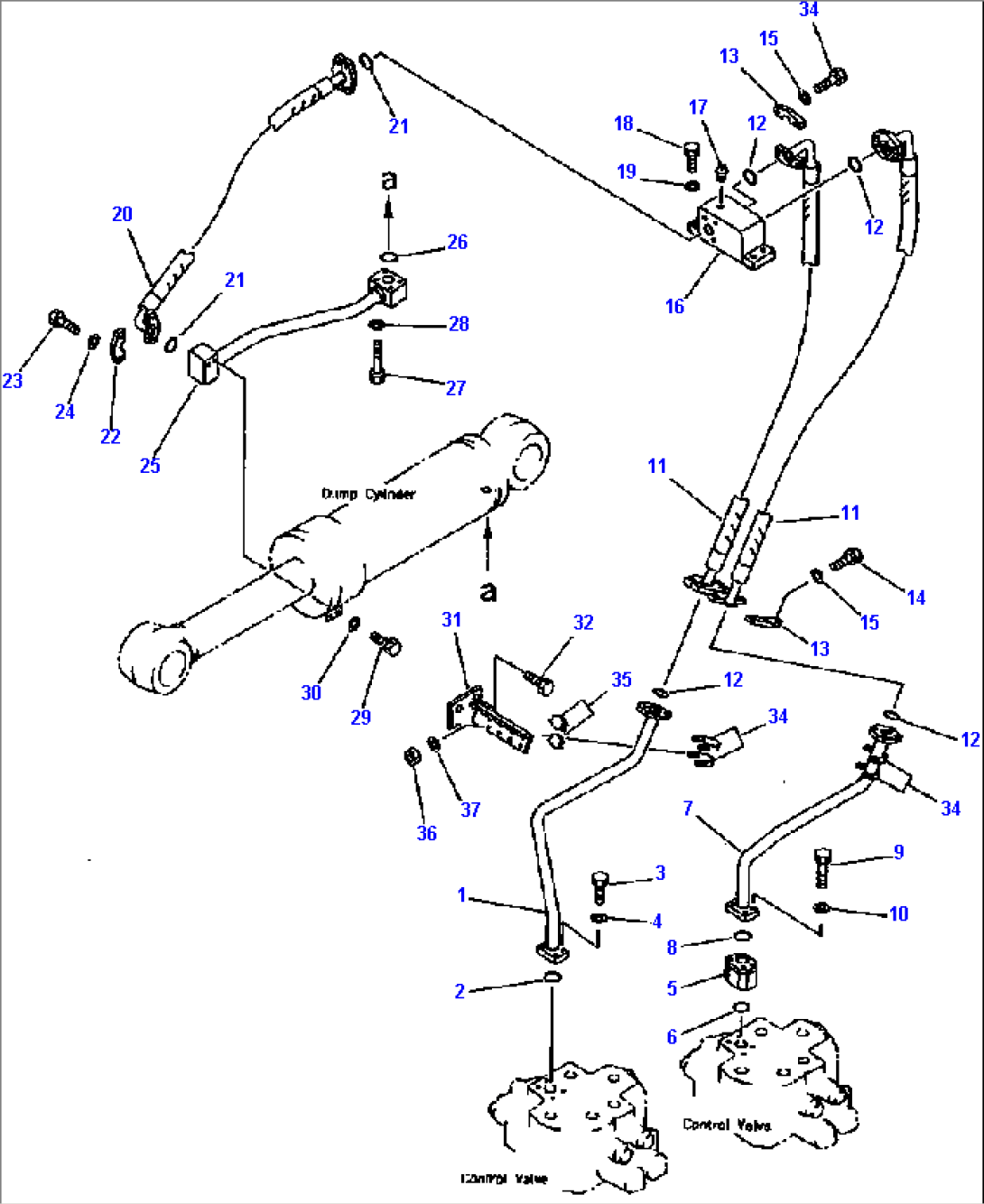 FIG NO. 6421 HYDRAULIC PIPING (DUMP CYLINDER LINE 1/2)