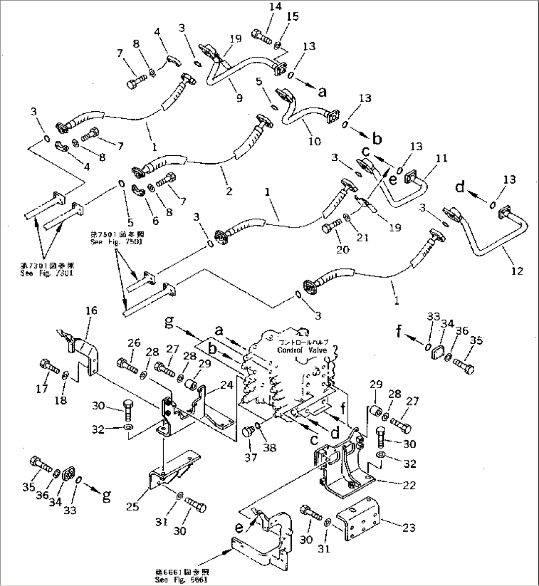 ARM AND BUCKET CYLINDER PIPING (CHASSIS SIDE) (FOR 2 VALVES)