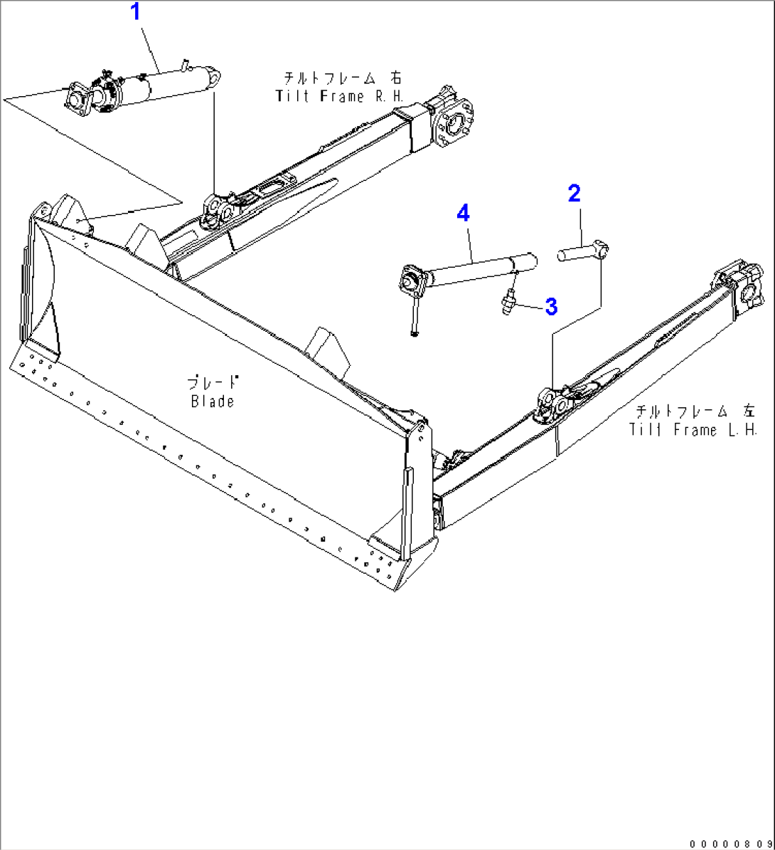 BLADE TILT CYLINDER AND BRACE (FOR TILT DOZER)