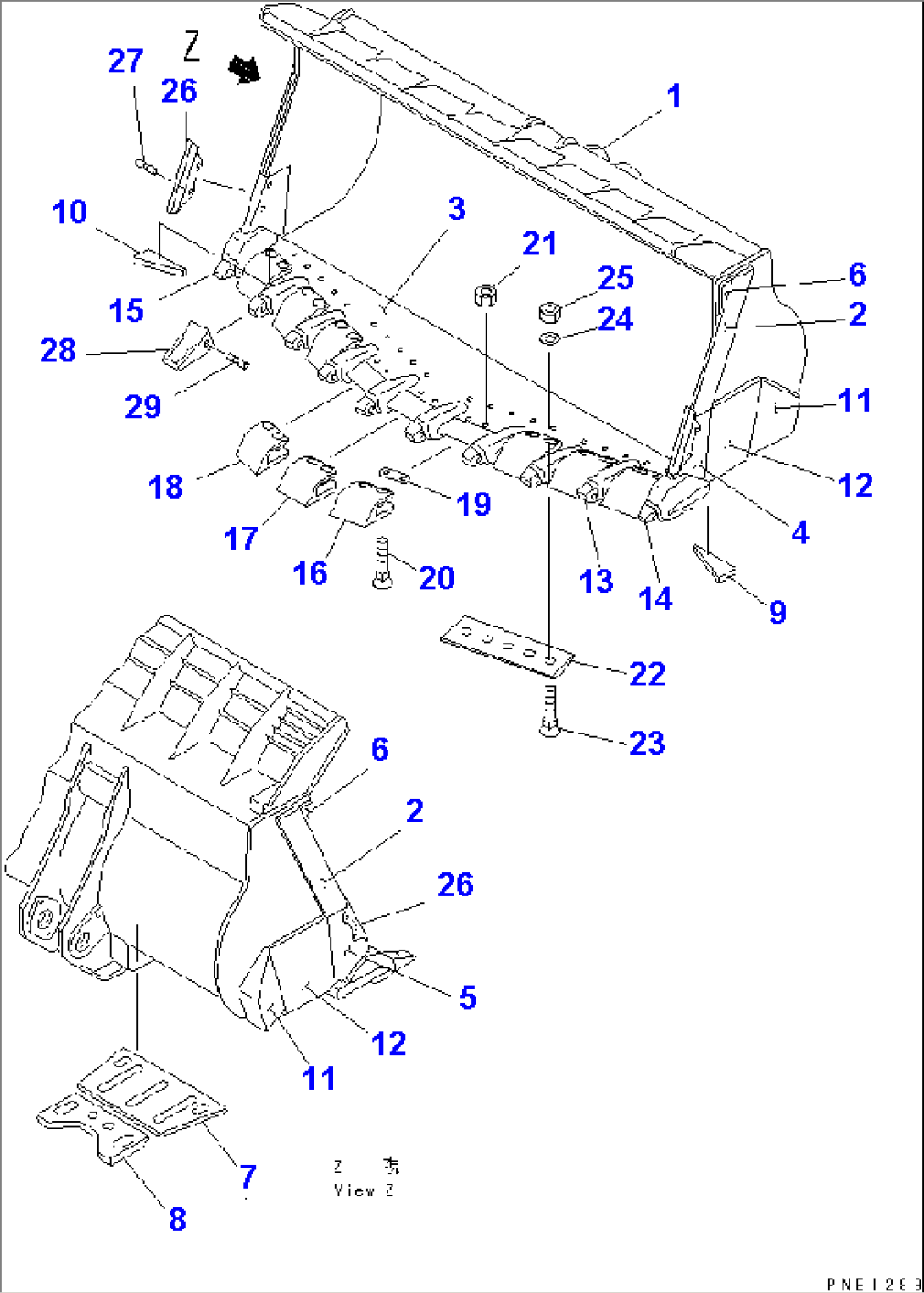 BUCKET¤ 10.5M3 (SPADE NOSE) (WITH TOOTH) (HEAVY DUTY)(#10501-)
