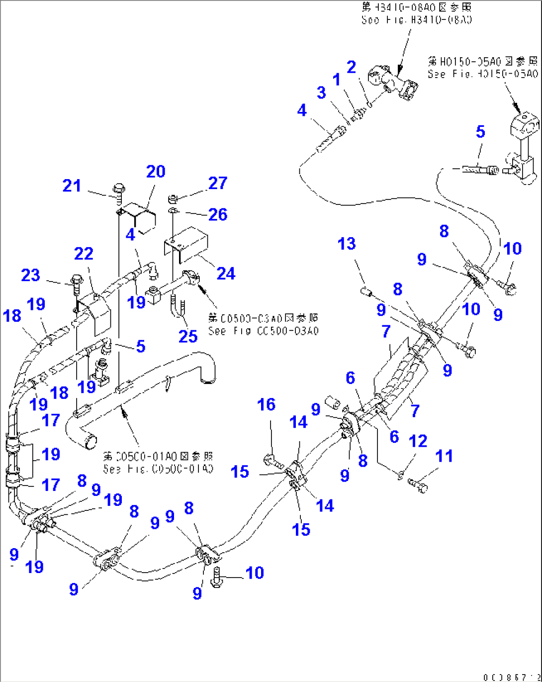 HYDRAULIC PIPING (OIL COOLER LINE)(#2693-2784)