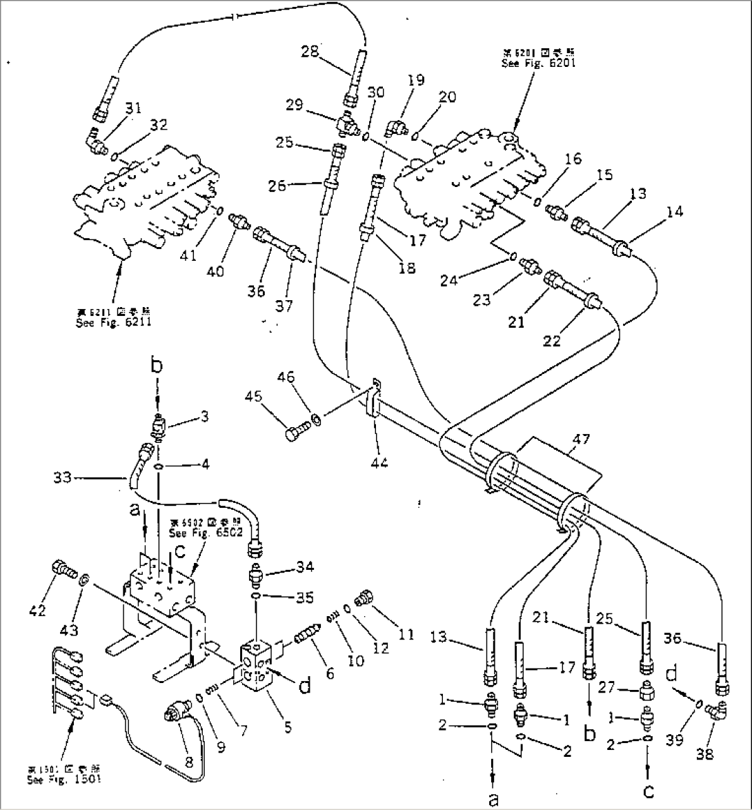 HYDRAULIC PIPING (P.P.C. PIPING 1/2) (FOR LONG LEVER CONTROL)(#14048-14143)