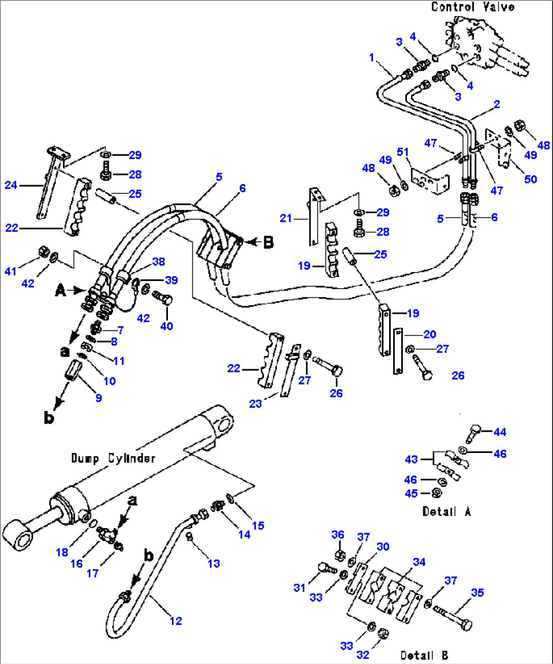 HYDRAULIC PIPING (CONTROL VALVE TO DUMP CYLINDER)