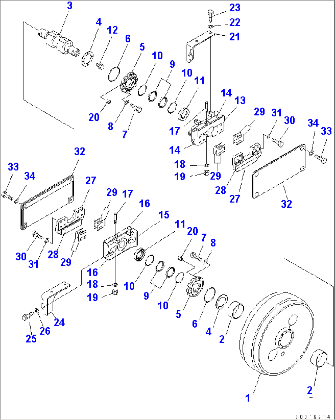 TRACK FRAME (FRONT IDLER) (L.H.) (FOR LANDFILL SPEC.)(#76001-76433)