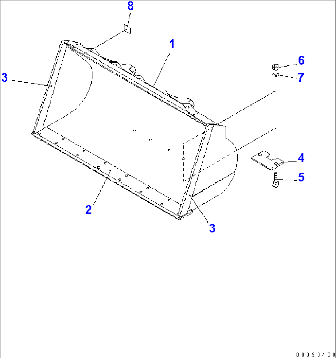 BUCKET 2.1M3 (WITH B.O.C.¤ 2.2M3)(#75001-)