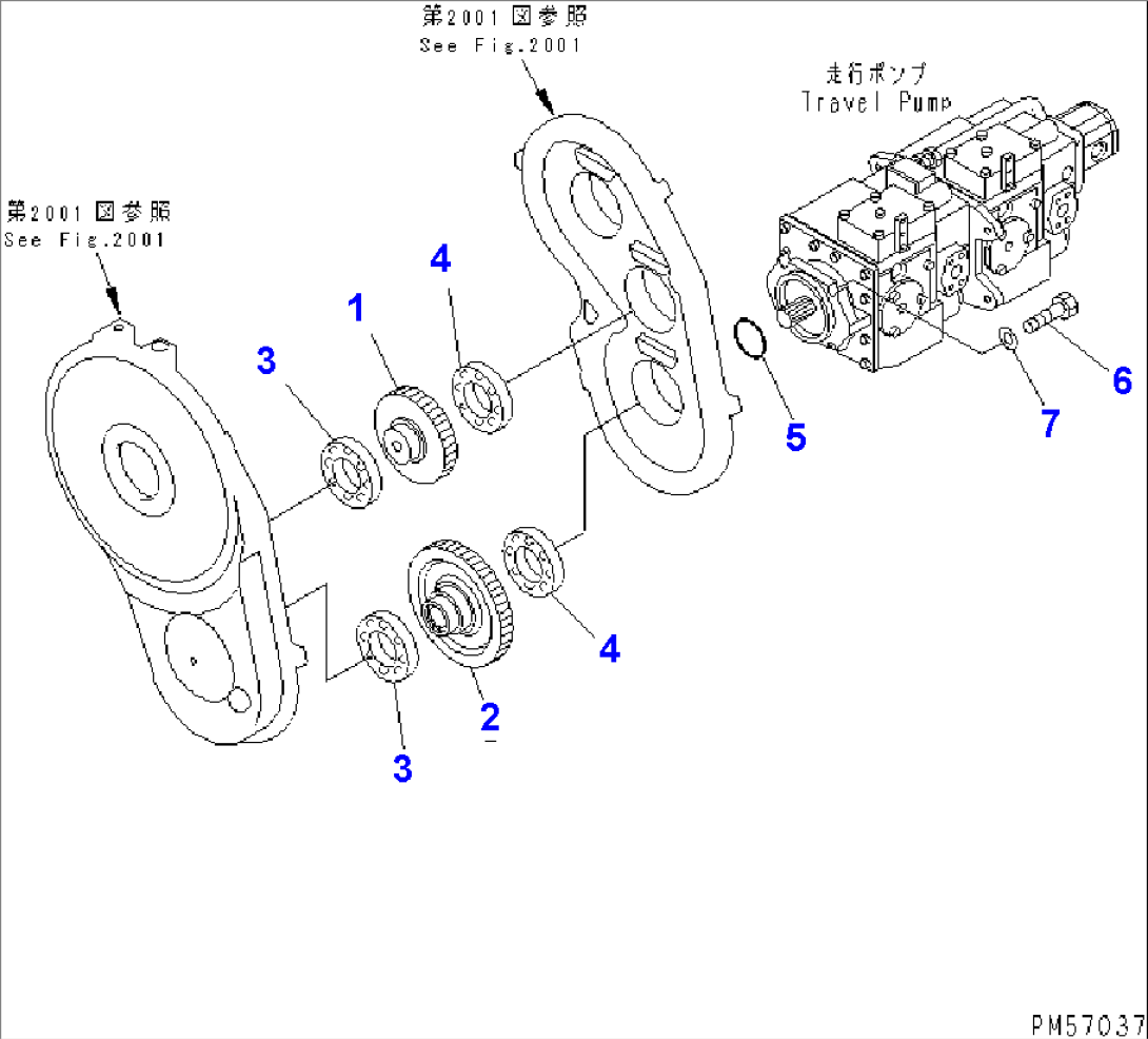 P.T.O. (3/4) (TRAVEL PUMP GEAR)