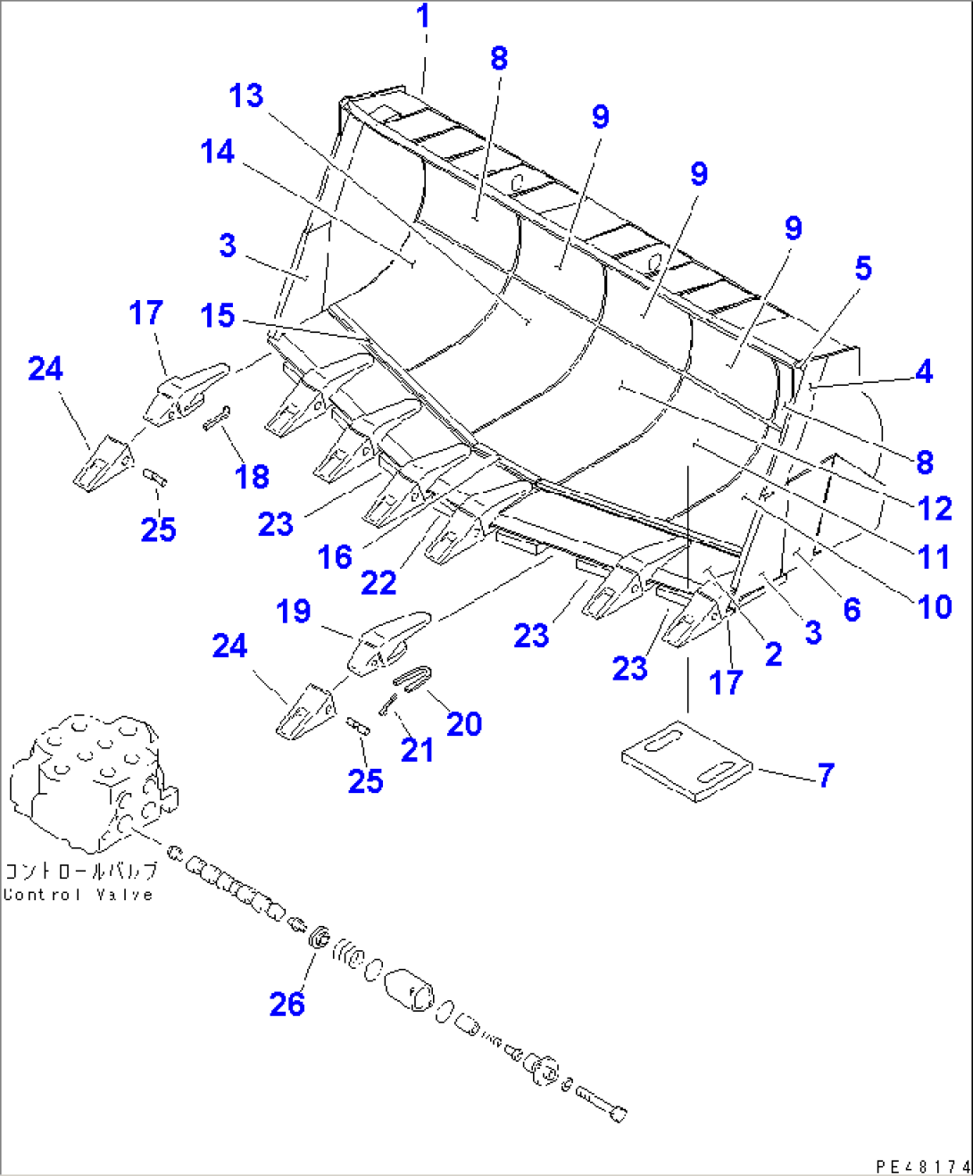 SPADE NOSE BUCKET¤ 3.2M3 (WITH TOOTH)(#50001-)