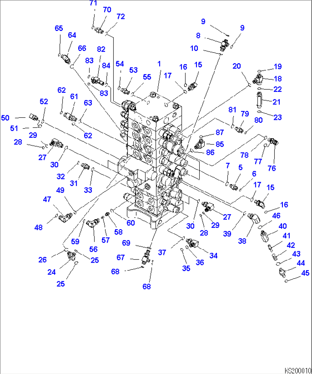 MAIN VALVE (FOR 8-SPOOL VALVE) (1 ACTUATOR) (FOR 2-PIECE BOOM) (QUICK COUPLER)