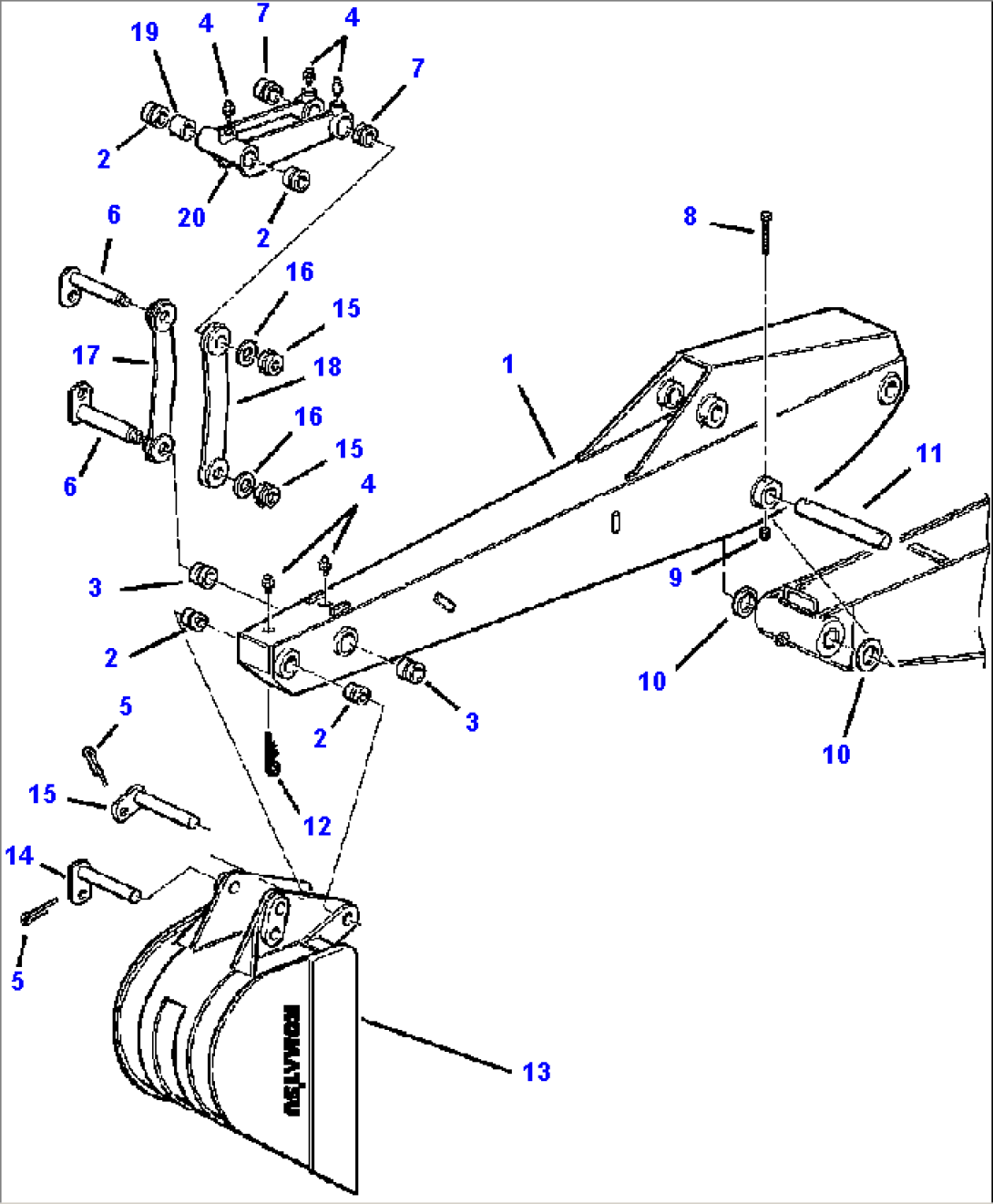 FIG. T2010-01A0 BACKHOE ARM AND BUCKET