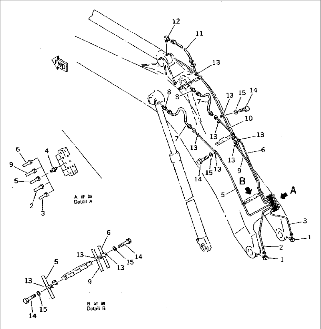 BOOM (LUBRICATION) (BACKHOE) (FOR AUTO GREASE)