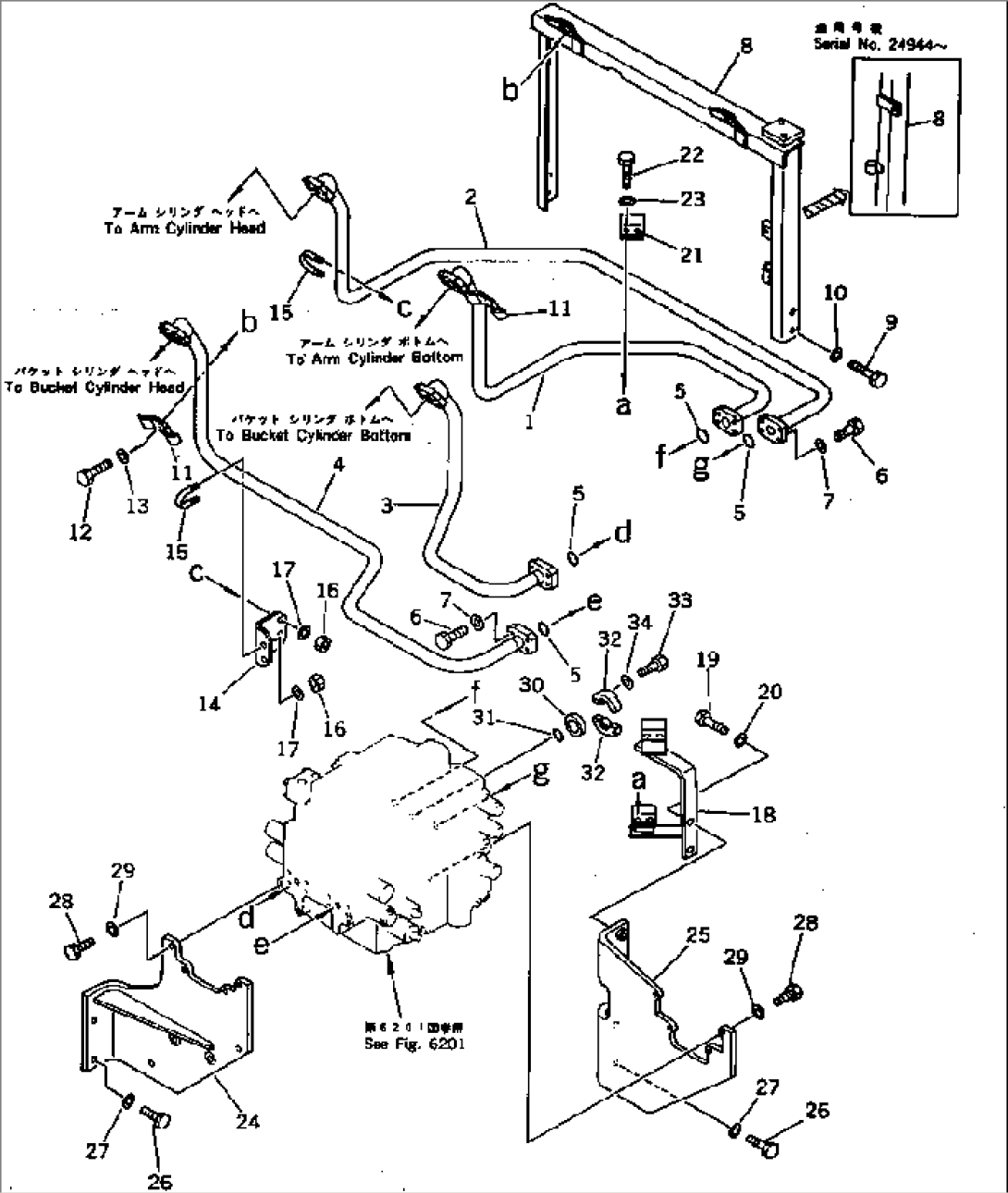 HYDRAULIC PIPING (ARM¤ BUCKET CYLINDER LINE) (CHASSIS SIDE)(#24684-26573)