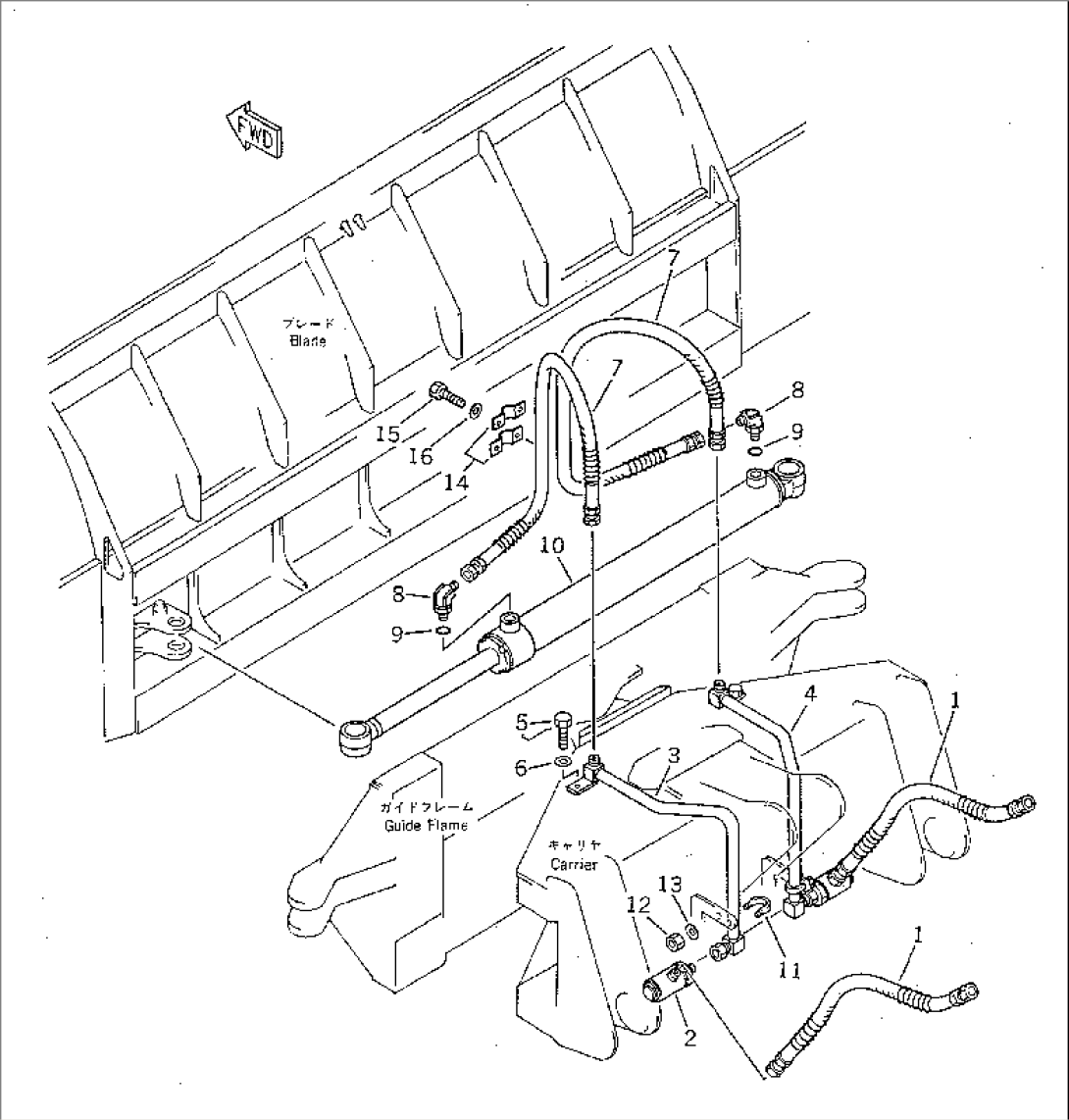 SIDE SHIFT¤ PITCH AND ANGLE SNOW PLOW (SIDE SHIFT CYLINDER LINE)