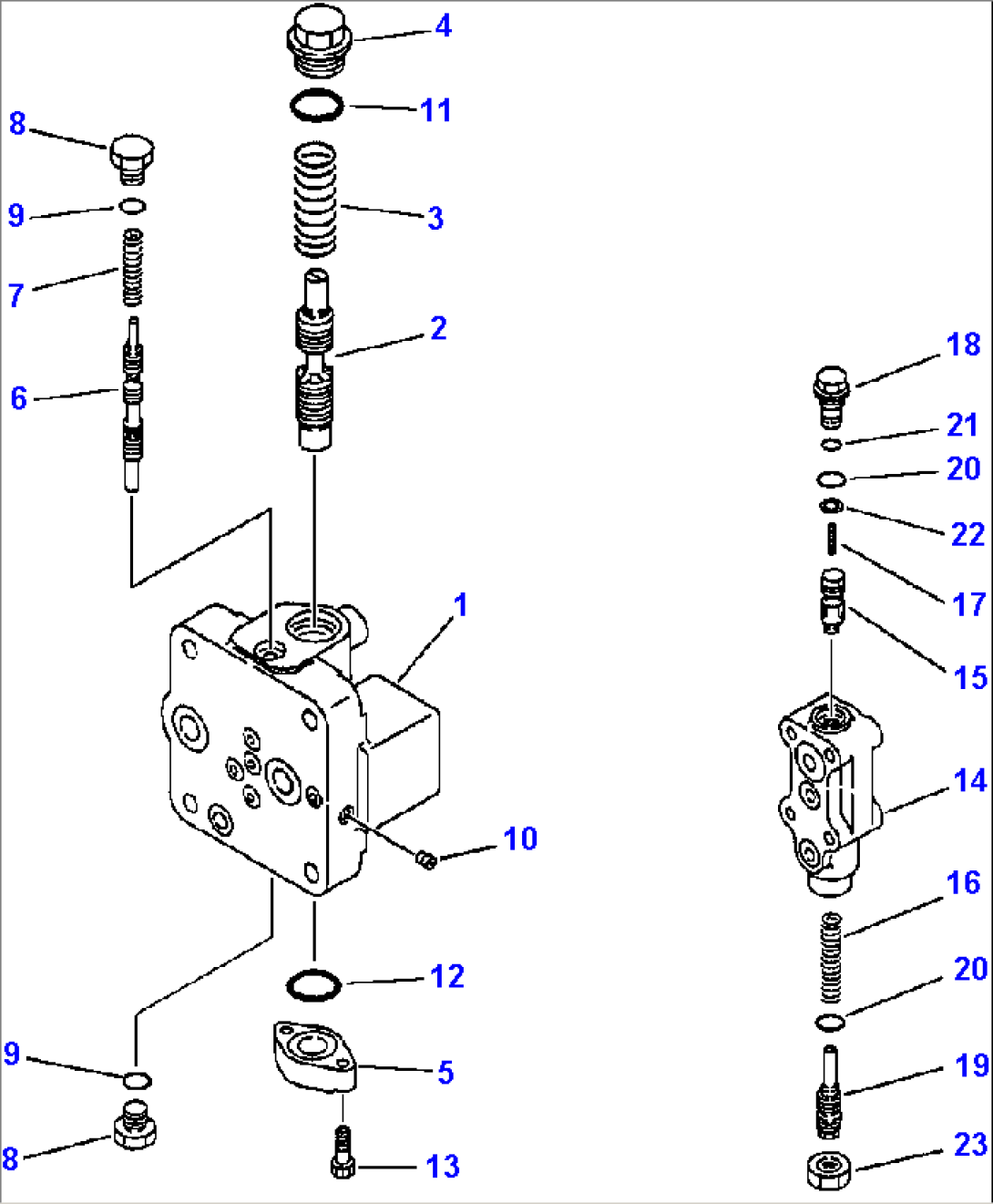 FIG NO. H0120-5301 MAIN VALVE (3/9), PUMP MERGE-DIVIDER VALVE AND ARM COUNTERBALANCE VALVE PC220LC-6 S/N A80001 THRU A80443