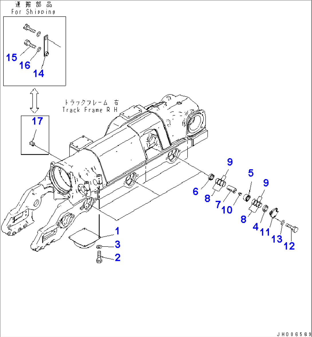 TRACK FRAME (CARTRIGE PIN AND SHIPPING PARTS) (R.H.) (COLD WEATHER (B) SPEC.)(#30001-)