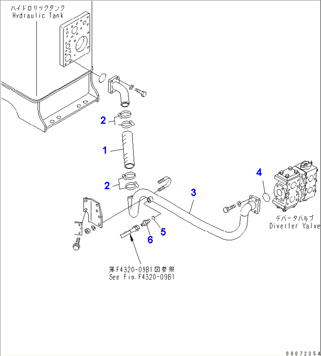 EMERGENCY STEERING PIPING (HYDRAULIC TANK TO DIVERTER VALVE LINE) (-40ßC SPEC.)(#52406-)