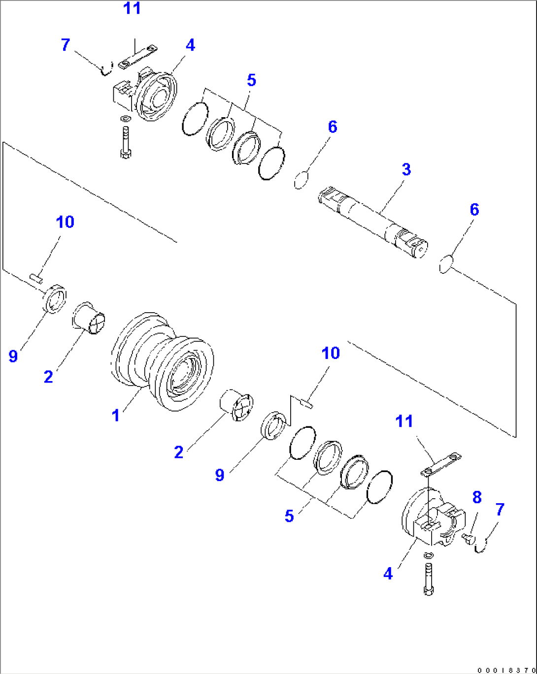 TRACK ROLLER (SINGLE GROUSER) (FOR DOUBLE FLANGE)