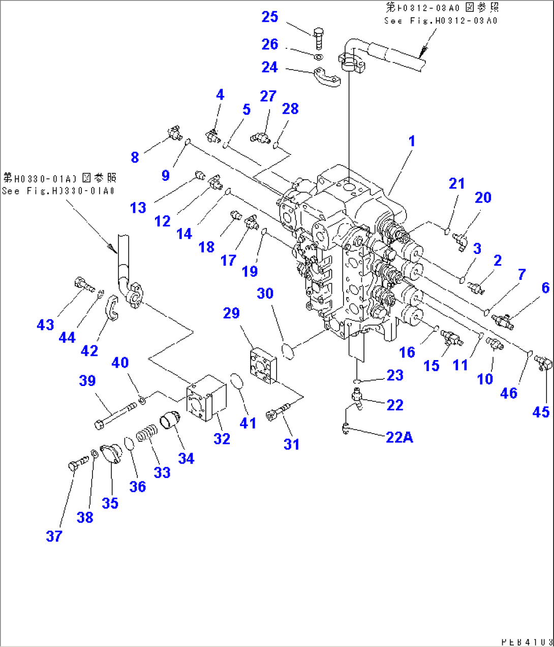 MAIN VALVE (4-SPOOL VALVE) (JOINT PARTS)(#K30001-K31999)