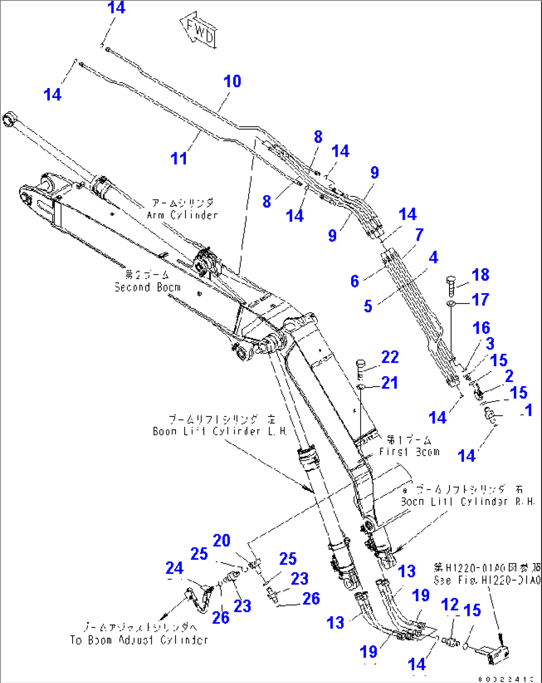 2-PIECE BOOM (HYDRAULIC PIPING)