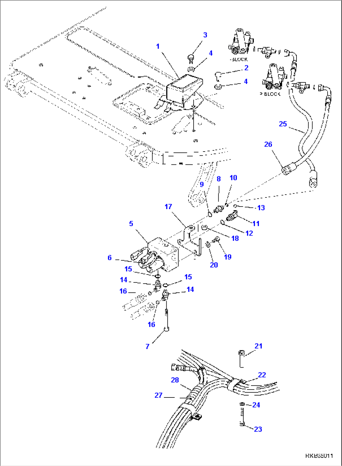 HYDRAULIC PIPING (ATTACHMENT LINE) (1/6), WITH PROPORTIONAL CONTROL LEVER)