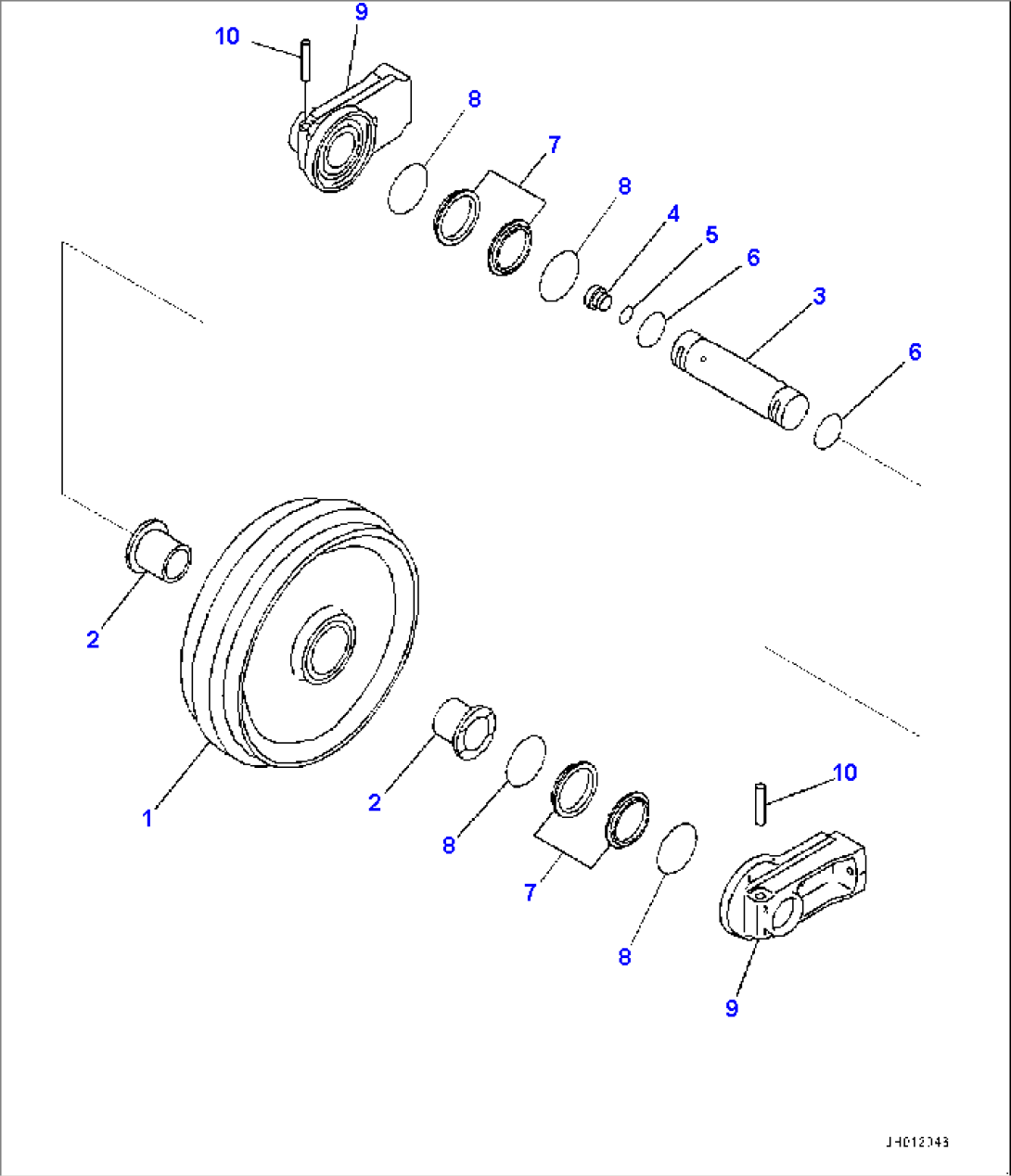Front Idler and Idler Cushion, Front Idler (#90001-)