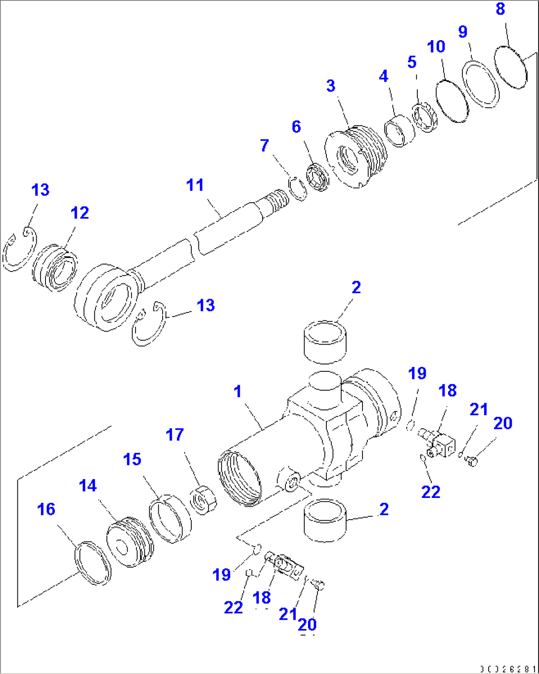 POWER TILT CYLINDER (WITH SHOCK RELEASE BLADE)(#6001-)