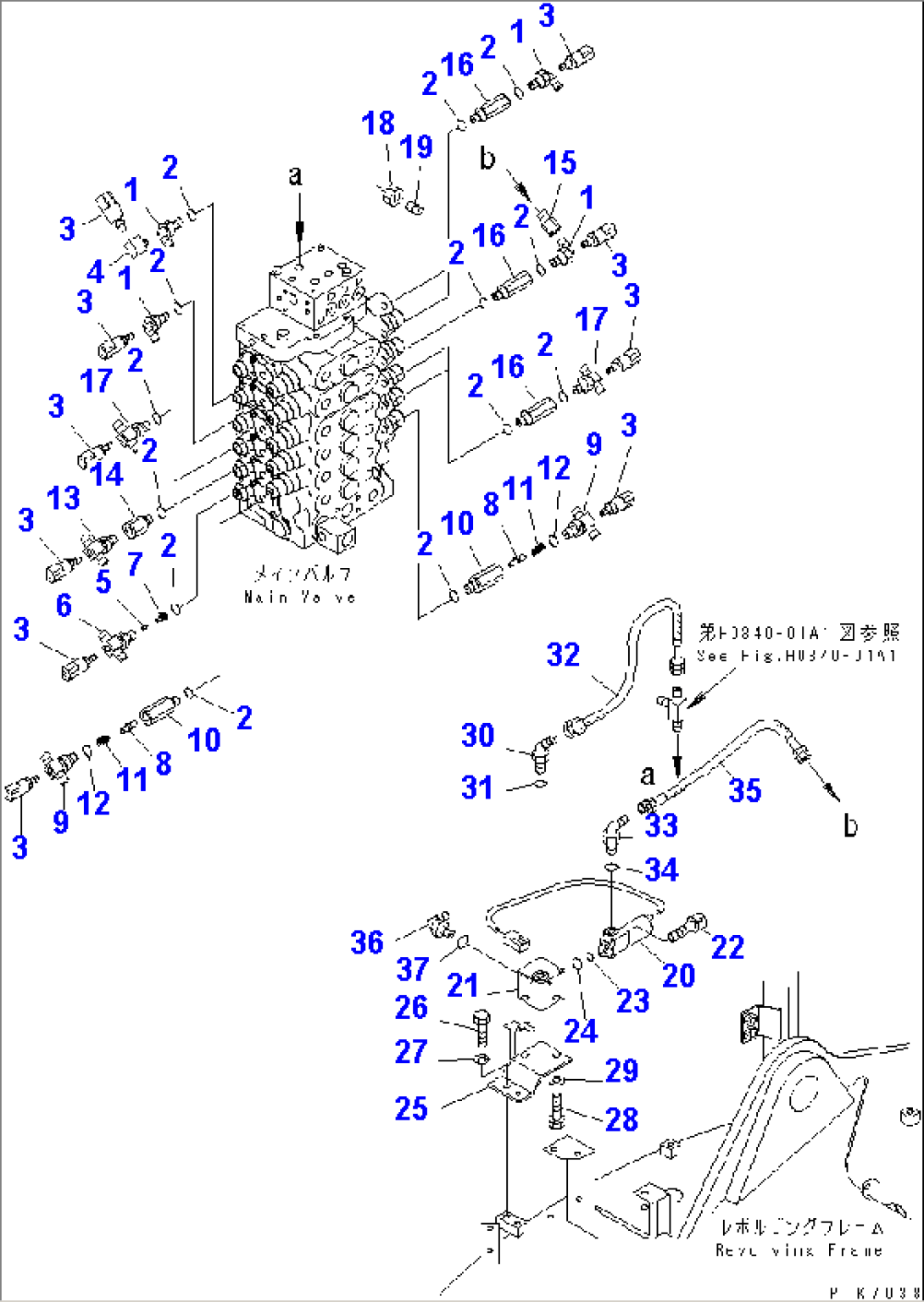 P.P.C. MAIN LINE (UPPER) (1-ACTUATER ATTACHMENT) (FOR 2-PIECE BOOM) (1/3)(#1201-)